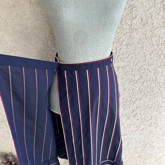 NWT French Connection Striped Ruffled Wrap Midi Skirt Nautical Print - Size 2 - Picture 7 of 7